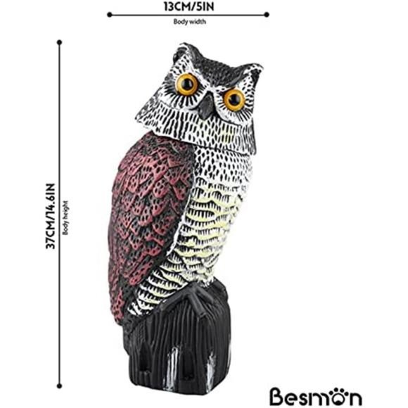 Plastic Owl Scarecrow Sculpture with Rotating Head for Garden Yard Outdoor - Picture 5 of 7